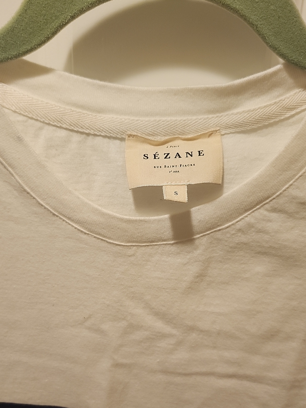 Like New Sezane Conrad T-shirt White / Navy - Size S - Picture 5 of 6